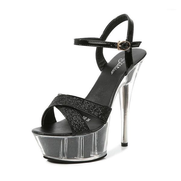 

high heels sandals women thin-heeled 14.5cm sandalia feminina platform wedding shoes summer zapatos de mujer1, Black