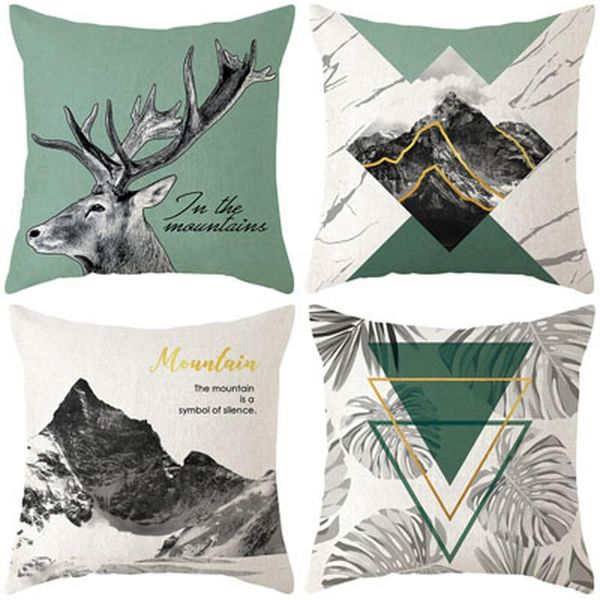 

cushion/decorative pillow nordic marblepattern light green linen home sofa pillowcase bed cushion cover elk plaid living room decoration