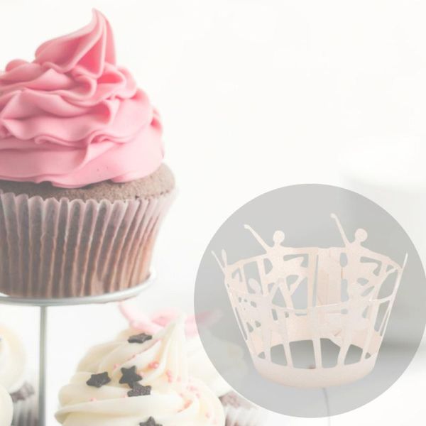 

50pcs ballet dancer pattern cupcake wrappers baking cup cake edge decor wedding birthday supplies (titanium white) other festive & party