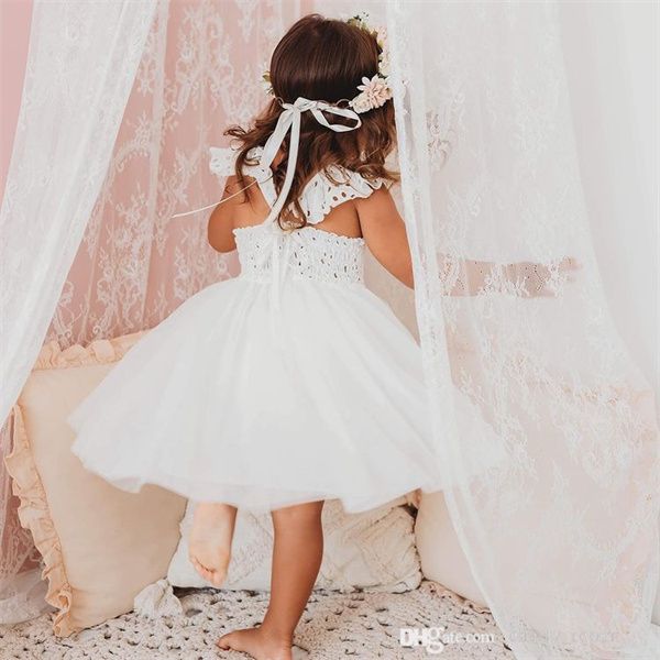 Ins Crianças Lace Princesa Vestidos Crianças Flor Wedding Tulle Tutu Dress Kids Splicing Gaze Party Roupas S1868