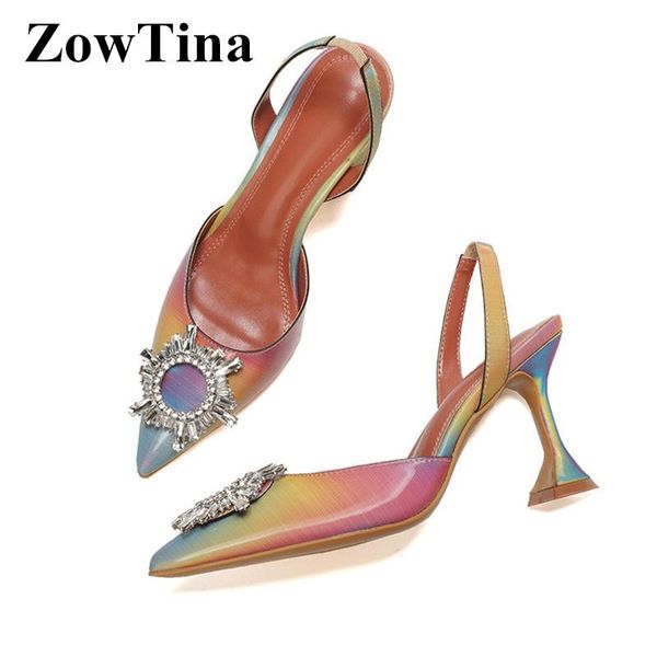 

dress shoes gradient fashion women slingback pumps crystal flower decor pointed toe party thin high heels summer sandals, Black