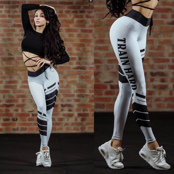 

women's leggings salspor women high waist elastic push up letters print leggins causal breathables slimming workout female, Black