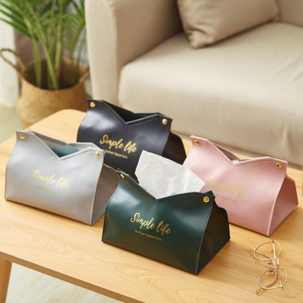

tissue boxes & napkins pu leather case simple napkin papers holder box table paper storage home living room bathroom organizer t