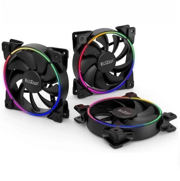 Pccooler 3 120m RGB Ventola 5V 3pin FRGB PWM Silenzioso indirizzabile 12cm Raffreddamento computer per CPU Liquido di raffreddamento