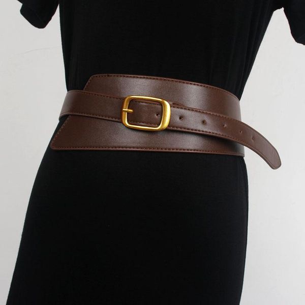 

belts women's runway fashion pu leather cummerbunds female dress corsets waistband decoration wide belt r1722, Black;brown