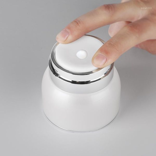 

storage bottles & jars 6 x 30g 50g luxury crystal white cream empty press type airless vacuum lotion travel beauty tools