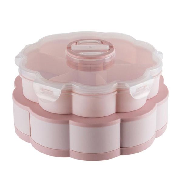 

storage bottles & jars petal-shape rotating snack box table candy tray double layers household dnj998