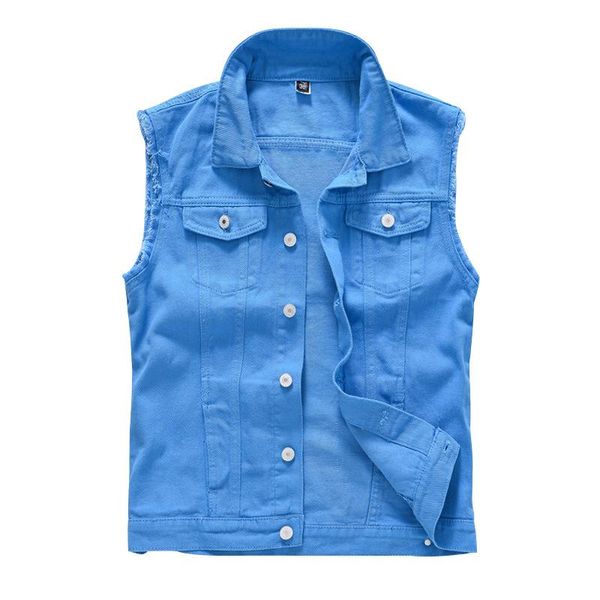 

men's vests men denim vest 2021 mens jeans jacket male slim fit cowboy waistcoat casual streetwear tank ropa hombre clothes,013, Black;white