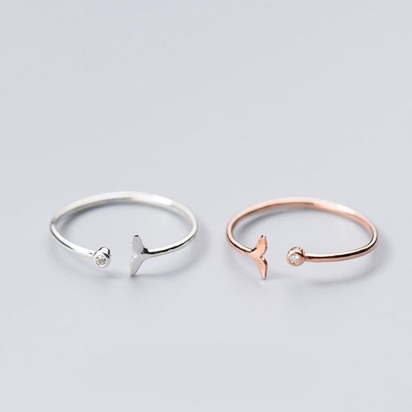 

cluster rings mloveacc authentic 925 sterling silver adjustable dolphin mermaid tail cz finger for women jewelry gift, Golden;silver