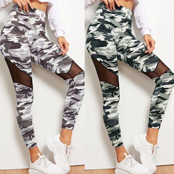 

women's leggings fashion sports legging camouflage printed skinny high elastic jegging pants slimming running fitness, Black