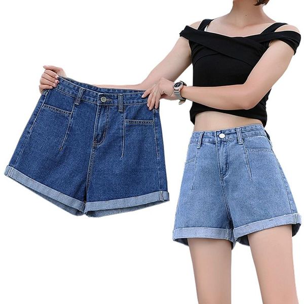 

women blue crimping denim shorts casual loose female plus size white lift the hips short jeans summer arrival women's, White;black
