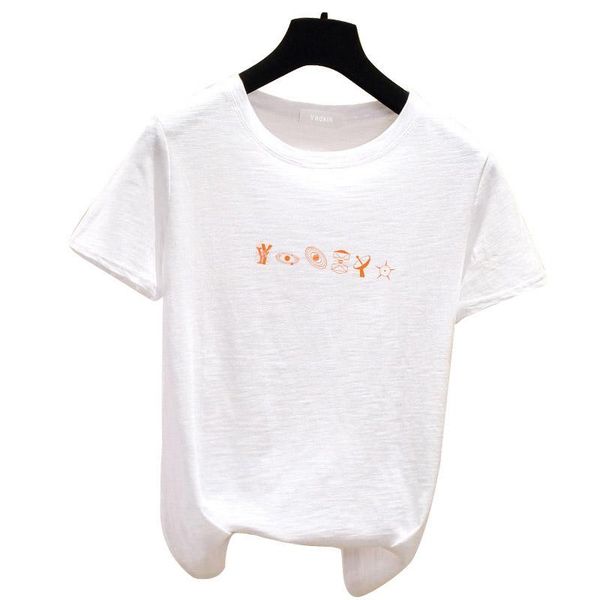 

high-quality summer leisure women's classic soft breathable t-shirt, White