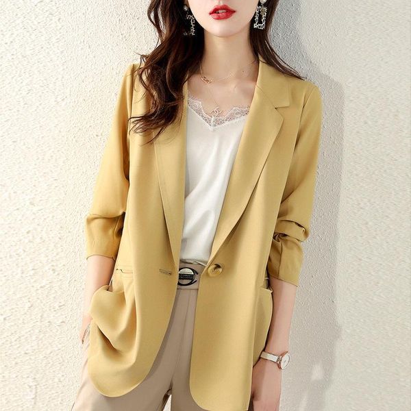 

women's suits & blazers women 2021 spring autumn fashion blazer chiffon suit jacket female feminine casual slim office lady elegant out, White;black