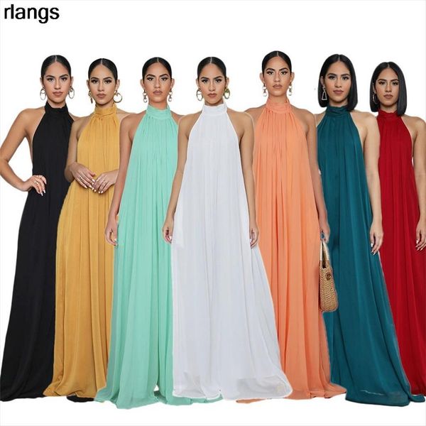 

european and american casual women rompers chiffon halter loose fashion solid color trousers s xl, Black;white