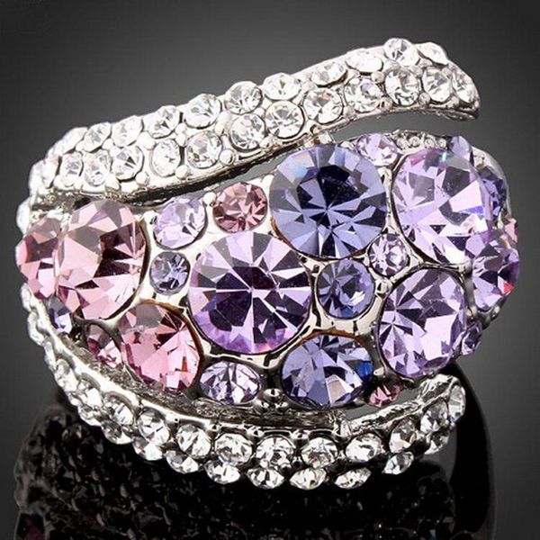 

wedding rings 2021 summer inlaid heart crystal from ring for women fashion 925 jewelry wholesale, Slivery;golden