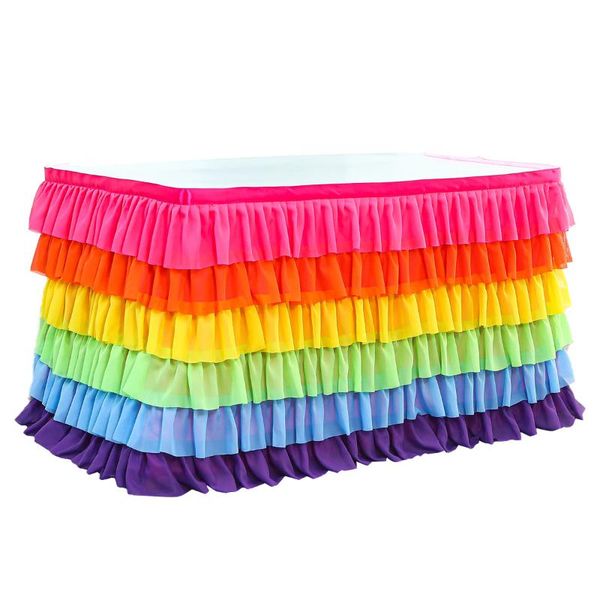 

table cloth cover rectangle skirt multicolor tableware for birthday home decor