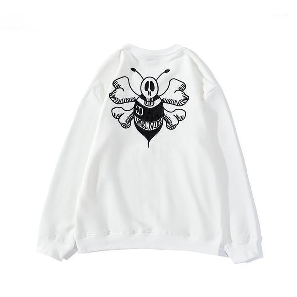 

autumn winter women sweater big bee embroidery o-neck cotton terry thick femmes jumpers ladies pullovers women's sweaters, White;black
