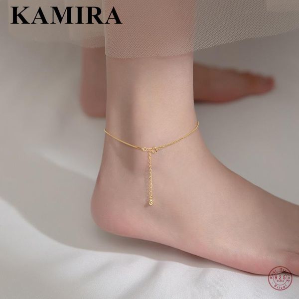 

anklets kamira 925 sterling silver vintage simple snake bone chain anklet for women party classic elegant foot jewelry gift 2021, Red;blue