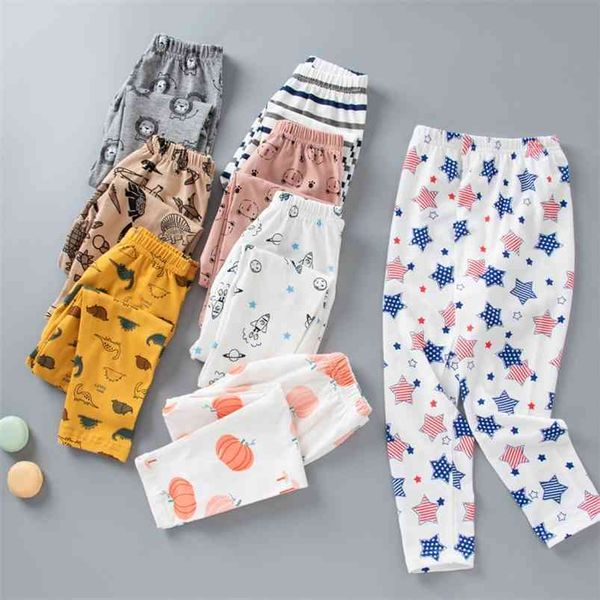 

children's cotton pajamas pants spring and autumn boys girls cartoon print casual elastic waist trousers wt184 210915, Blue;red