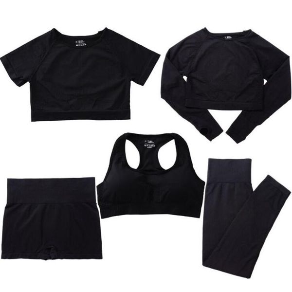 

yoga outfit set seamless women's sportswear workout clothes athletic wear gym legging fitness bra crop long sleeve sports suits
