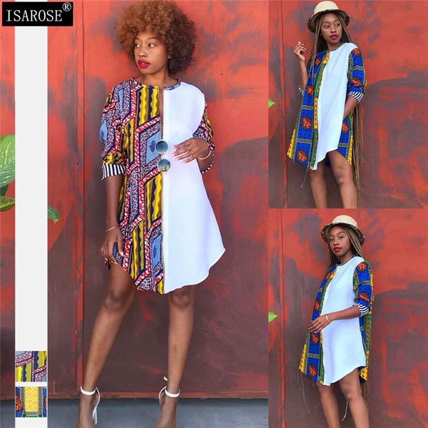 

isarose 2012 new summer dress mix color loose waist front long zipper printed cardigan half sleeve o neck shirt dresses 210422, Black;gray
