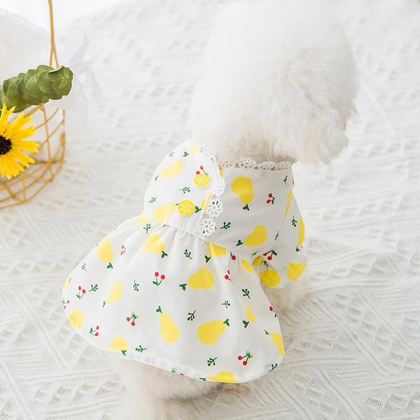 

spring and summer pet clothes small fresh floral puff sleeve teddy puppy cute cat skirt dress dog costumes