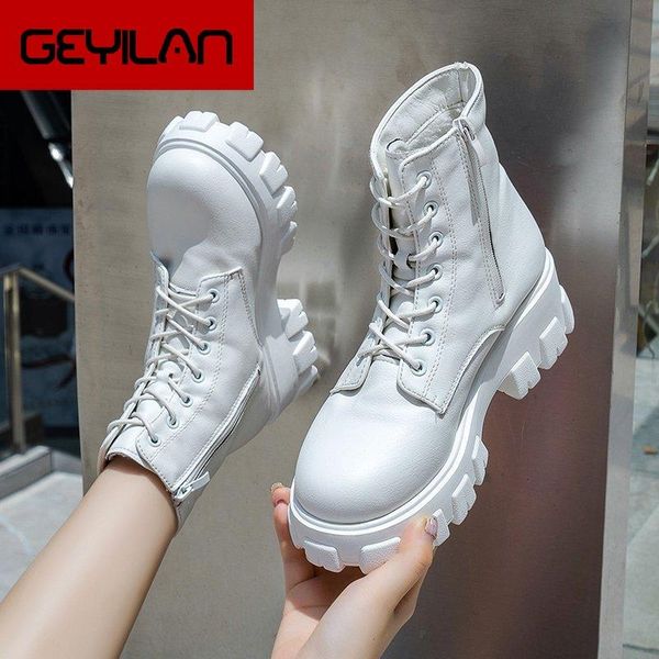 

boots 2021 leather women ankle female autumn winter shoes woman motorcycle 's botas altas mujer, Black