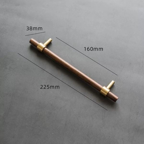 

handles & pulls cabinet combinant of brass and walnut wood furniture wooden dresser knobs kit single hole/96/128/160/224mm