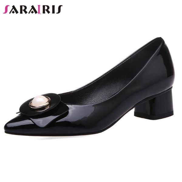 

dress shoes sarairis pointed toe slip on round heels casual office pumps women spring ladies, Black