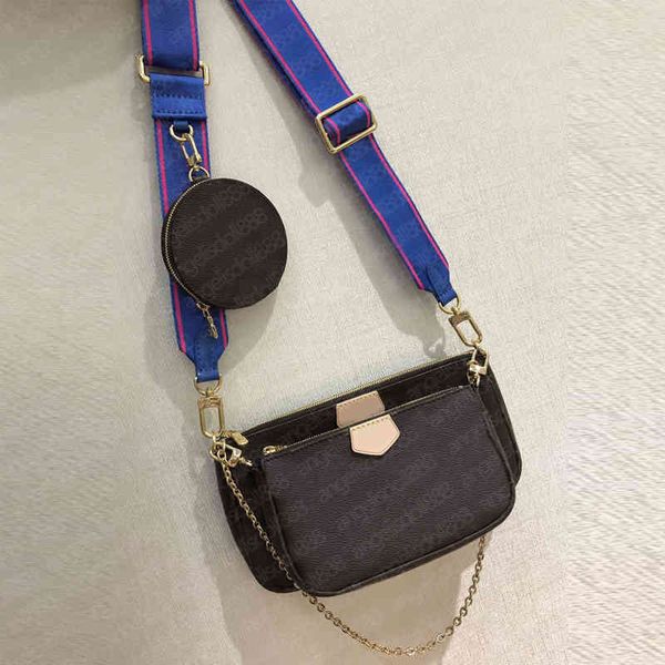 

multi 3 pieces womens pochette purses shoulder composite chains bags zipper coin purse mahjong classic letters print crossbody