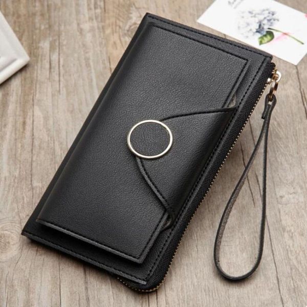 

long wallet women purses fashion korean version coin purse card holder female clutch money bag pu leather wallets portfel1, Red;black
