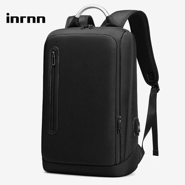 

backpack inrnn men 15 inch lapbusiness office backpacks male waterproof thin slim travel bag usb charge mochila