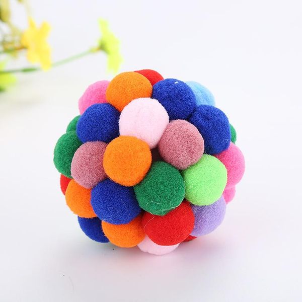 

cat toys sell pet toy colorful handmade bell ball bouncy price for 3pcs