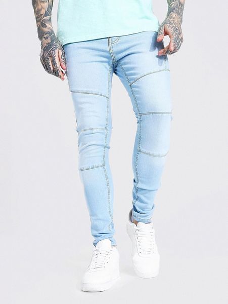 

men solid washed skinny jeans u2nc#, Blue
