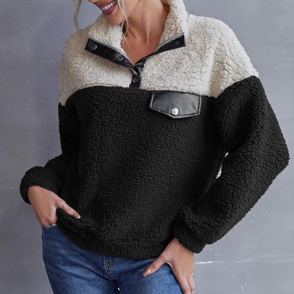 

women's hoodies & sweatshirts sweatshirt women harajuku oversized clothes pullovers korean style warm fleece fluffy winter, Black