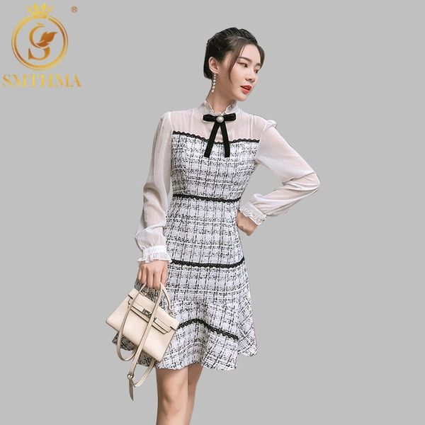 

autumn and winter women mermaid dress elegant tweed wool casual chic vestidos 210520, Black;gray