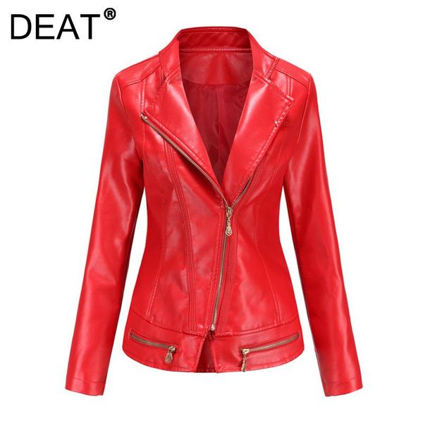 

women's leather & faux [deat] 2021 autumn fashion tide long sleeve turn-down collar solid color temperament loose pu jacket women 13z97, Black