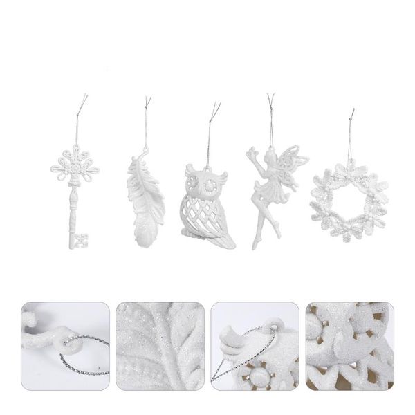 

christmas decorations 1 set 10pcs exquisite lovely mini glitter pendants (white)