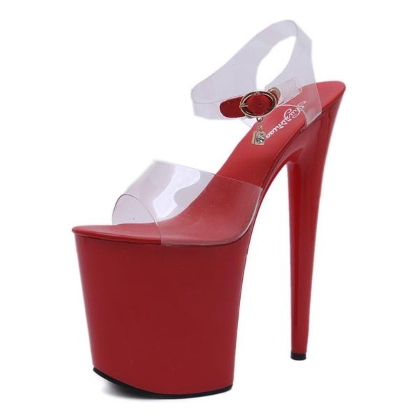 

nightclub party wedding ladies plus size 34-44summer women high heels shoes t-stage platform transparent sandals sexy, Black