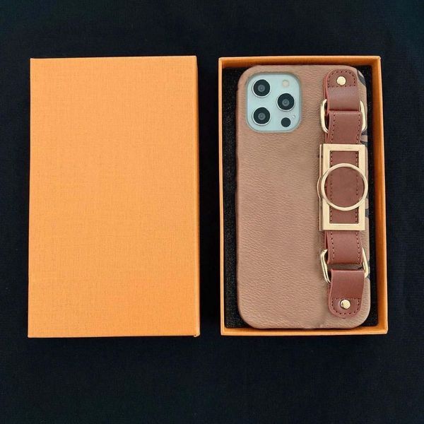 

Fashion Designer Brown Flower Pattern Phone Cases for iPhone 14 13 12 11 pro max Xs XR Xsmax Quality Leather Wristband Luxury Cellphone, 8#black colour