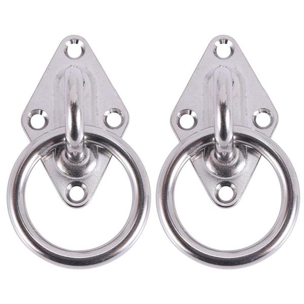 

hooks & rails 2x 80mmx50mm mounting hook for wall or ceiling with round ring stainless steel - bracket / attachment