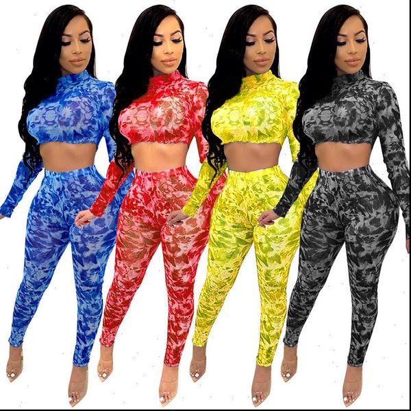 

two pieces sets summer womens tracksuits full sleeve o neck pants suit sporty fitness print outfits pcs street gl8419, Gray