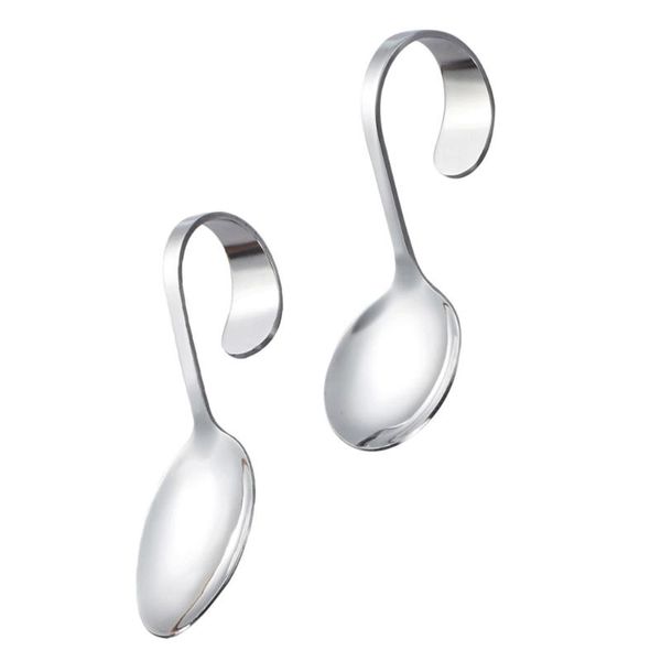 

spoons 2pcs durable stainless steel dessert practical flatware for home (silver)