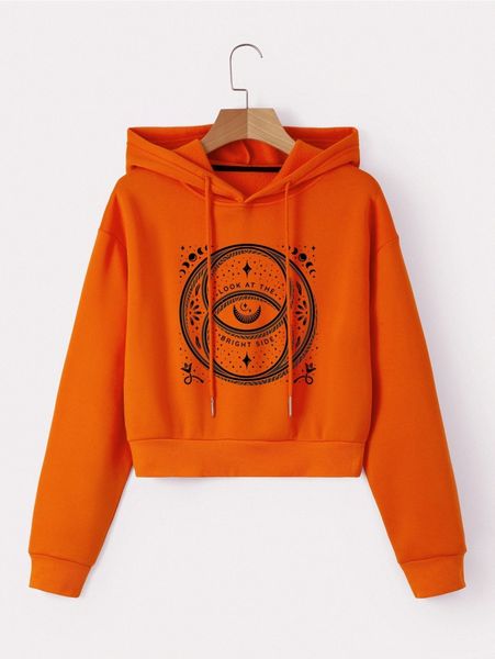 

moon & slogan graphic drop shoulder drawstring thermal hoodie b1kz#, White;black