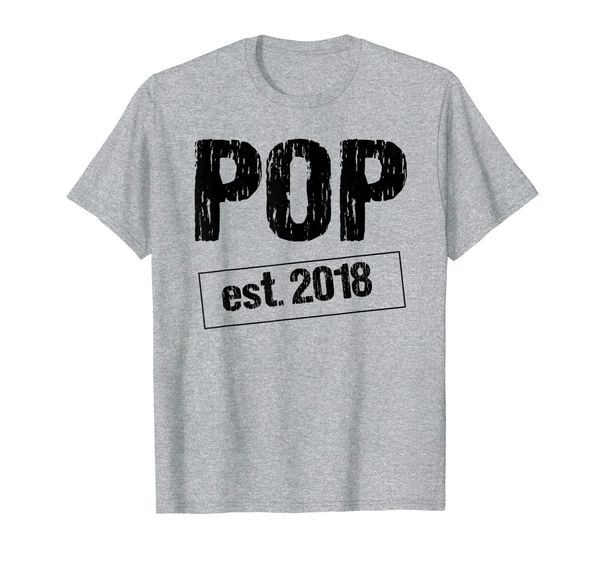 

pop established 2018 grandparent or father tshirt gift, White;black