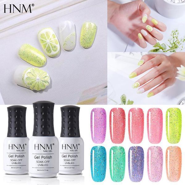 

8ml rainbow candy gel nail polish glitter soak off varnish primer uv led semi-permanent manicure art1, Red;pink