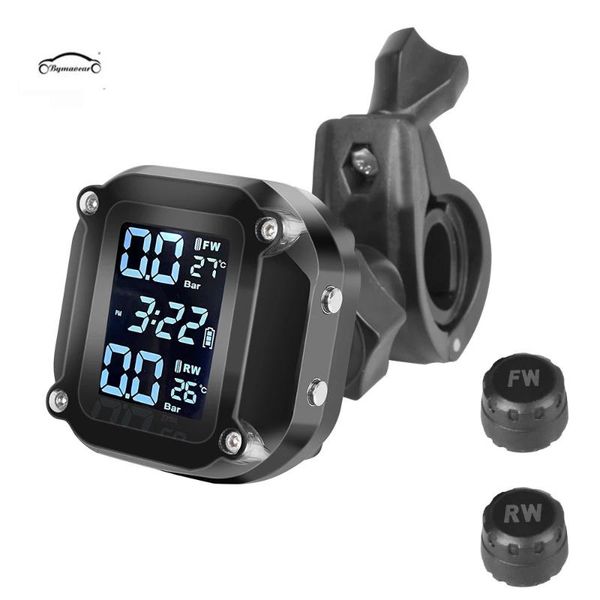 

motorcycle tpms motor tire pressure tyre temperature monitoring alarm system with 2 external sensors usb solar charging motos car video