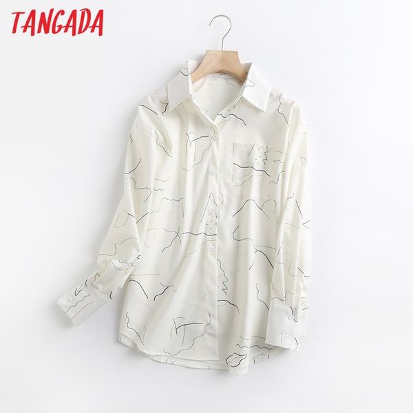 

women retro oversized print white blouse long sleeve chic female casual loose shirt 5s12 210416