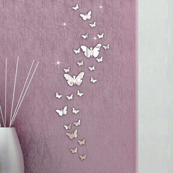 

wall stickers 30pc butterfly combination 3d mirror home decoration diy for living room adesivos de parede qw