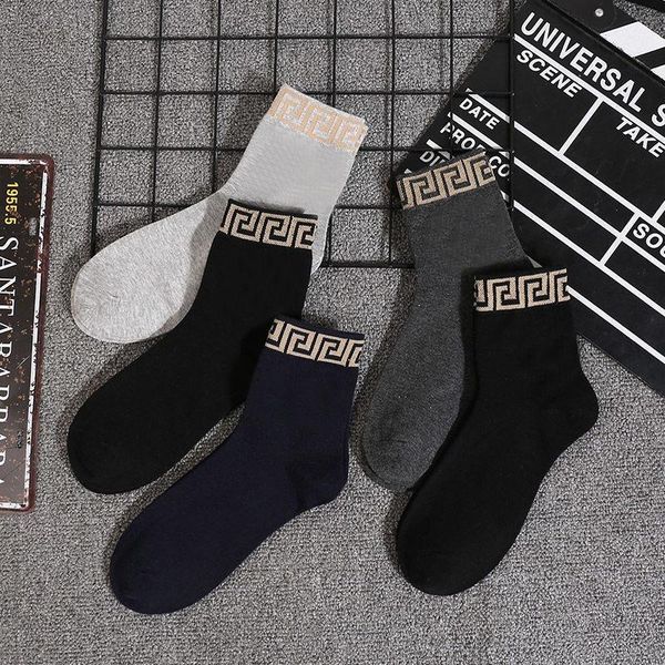 

men's socks 5 pairs lot men boy breathable sports lettercomfortable cotton blend ankle running business, Black